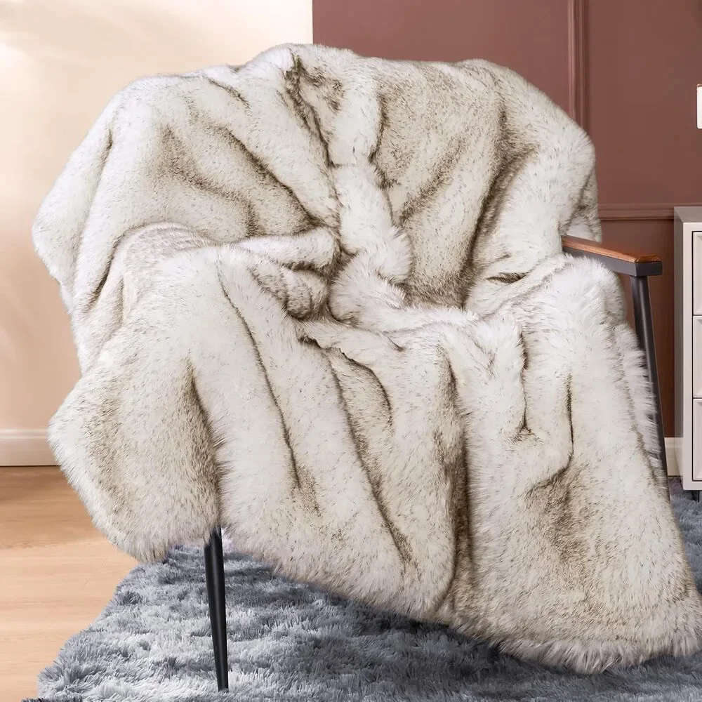 1000GSM Faux Fur Super Thick Warm Cozy Heavy Throw Blanket 50x60 Luxury - Picture 3 of 9